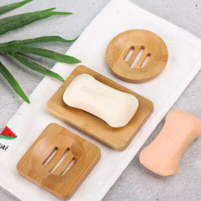 Home Toilet Bathroom Soap Tray Container Bamboo Box Soap Dish Box - image 1 of 4