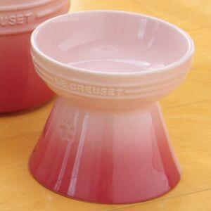 Le Creuset High Stand Pet Bowl Food Water Microwaveable  Dog Cat Natural Pink