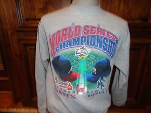 Sudadera De Colección Años 90 Gris 1999 Serie Mundial 85-15 MLB Yankees Braves Adulto L - Imagen 1 de 7