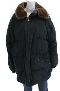 Bogner Womens Collared Full Zippered Winter Puffer Basic Coat Green Size XL - Picture 1 of 7