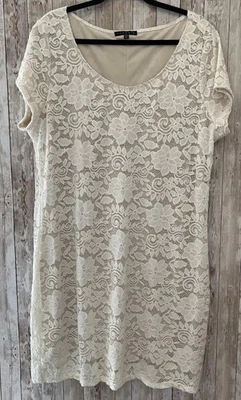 Tiana B Women’s Ivory White Nude Stretch Lace Short Sleeve Dress Bridal XXL - Image 1 of 4