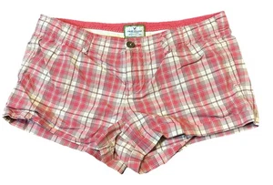 American Eagle Outfitters Women Pink Plaid Short- Shorts Size 8 (33) 2.5” Length - Picture 1 of 5