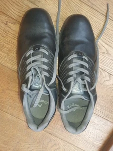 Mens Gents Callaway Black Leather Golf Shoes Studs UK Size 9.5 half used VGC - Picture 1 of 6