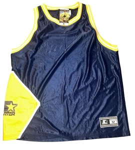 Vintage Y2K Starter Embroidered Blue Gold Blank Basketball Jersey Men Size M - Picture 1 of 8