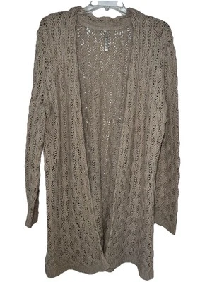 Suéter cárdigan abierto largo manga larga tejido suelto tostado XL de Leo & Nicole para mujer Foto 1 de 4