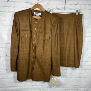 Jones New York Copper Stonewashed Silk Skirt Suit Size 12 - Picture 1 of 22