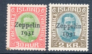 Iceland C9, C11 Mint/Unused 1931 Zeppelin Airmail issue part set CV $85 - Picture 1 of 1