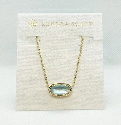 New Kendra Scott Elisa Gold Pendant Necklace In Light Blue Illusion - Image 1 of 3