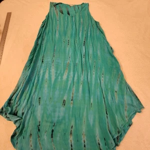 Soft Surroundings 3xl Türkis Batik Kleid Dark Cottagecore Resort Flowy - Bild 1 von 12