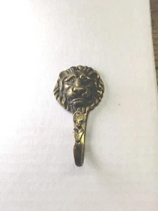 Vintage massiver Messing Löwenkopf Wandhaken - 3" Messingguss viktorianische Revival Figur - Bild 1 von 5