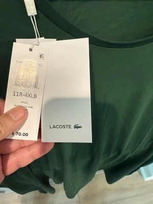 Lacoste 全新 Pima 棉男式圆领 T 恤绿色大码 4XLB 11R — 第 1/4 张图片