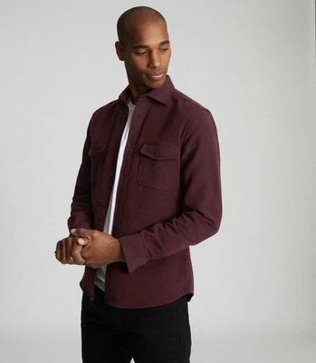 Reiss “Miami” Moleskin Overshirt UK (M) Burgundy Suits 38” Chest RRP £119 - Image 1 of 4