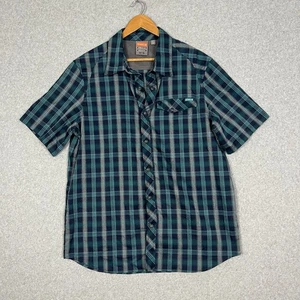 Merrell Shirt Mens L Plaid Check Snap Button Short Sleeve UPF Opti Wick Outdoors - Picture 1 of 9