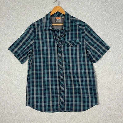 Merrell Shirt Mens L Plaid Check Snap Button Short Sleeve UPF Opti Wick Outdoors - Image 1 of 4