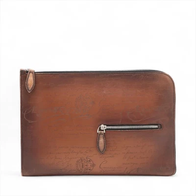 Berluti каллиграфии кожаный клатч коричневый - Изображение 1 из 4