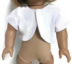 White Cotton Knit Short Sleeve Jacket Clothes for 18 inch Girl Dolls - Picture 1 of 3