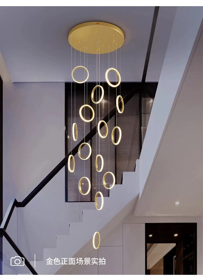 Круглые люстры лофт потолочное освещение светодиодный круговой светильник подвесная лампа для лестницы - Изображение 1 из 4