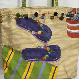 Bolso de Mano Paul Brent Portofino Cremallera Superior Lona Pintada Playa Chanclas 15"x14"x7" - Imagen 1 de 20