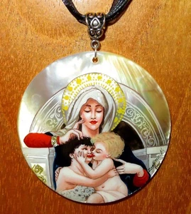 Pendant The Virgin Jesus & Saint John Baptist Shell William-Adolphe Bouguereau - Picture 1 of 12