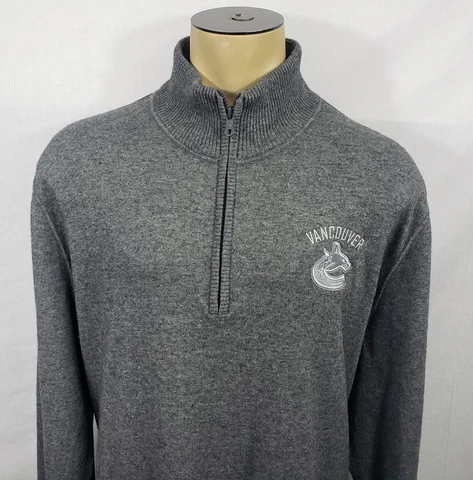 Mens The North Face Vancouver Canucks NHL gray 1/4 zip wool blend sweater XXL Cover
