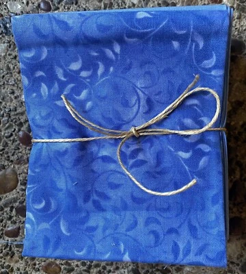 Lot Of 12 Fat Quarters Quilt Fabric Textured Solids + Colored Patterns Blue - Image 1 of 4