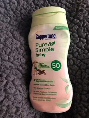 Protector solar mineral para bebé Coppertone puro y simple FPS 50 loción 6 fl oz  Foto 1 de 2