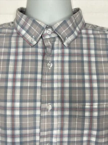 George button shirt men's Large gray plaid long sleeve - Picture 1 of 6