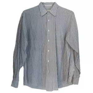 Perry Ellis Portfolio Men’s Blue and White Striped Button Down Dress Shirt Large - Picture 1 of 8
