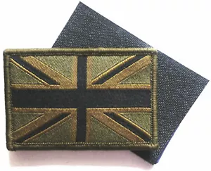 GB UNION JACK PATCH VELCRO® UBAC army olive military flag badge UK Force - Picture 1 of 1