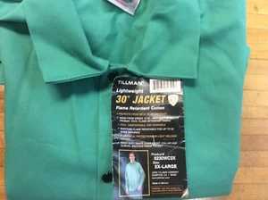 Tillman 6230WC 30" 12 oz. Green Whipcord FR Cotton Welding Jacket 2X-Large - Picture 1 of 3