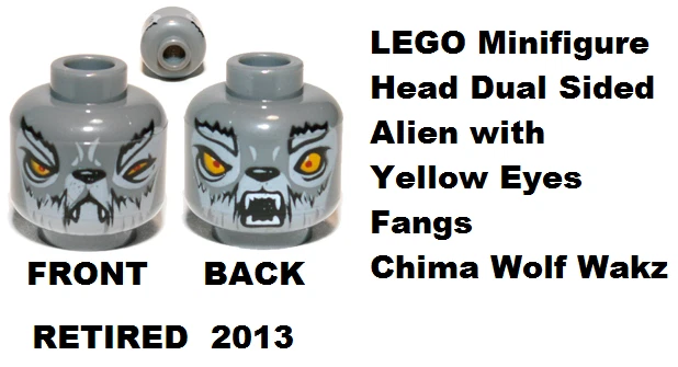 LEGO Minifigure Dual Head Alien Yellow Eyes Fangs Chima Warrior Wolf Wakz - Image 1 of 1
