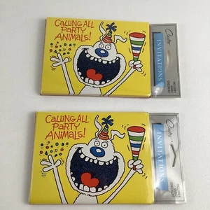 Birthday Party Invitations Party Animals Carlton Cards Envelopes 2 Pack Vintage  - Picture 1 of 7