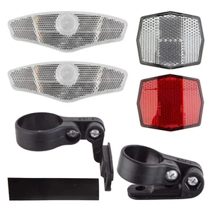 Reflector Sunlite Set 4-Way DLX Ft-WHT/HBRR-Red/SP-27.2 Spoke-White - Picture 1 of 1