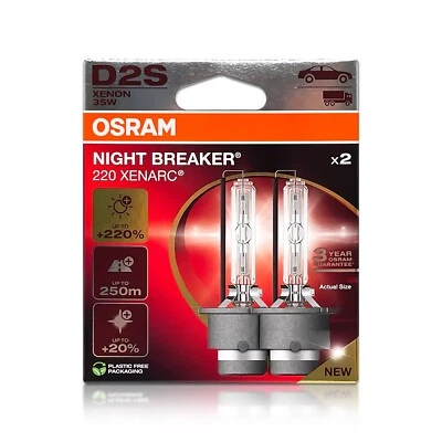 Osram Night Breaker 220 D2S HID Xenon Headlight Bulbs 66240XN2 DOT 35W Pack of 2 - Image 1 of 4