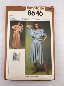 VINTAGE 1978 SIMPLICITY PATTERN 8646 MISS Size 14 Misses’ Pullover 2-piece Dress - Picture 1 of 2