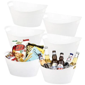 6 Pack Plastic Oval Storage Tub Ice Bucket For Wine Beer And Champagne Bottle Dr - Picture 1 of 7