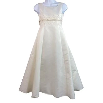 Vestido sin mangas de satén con ribete de cuentas alrededor de Empire para niña talla 10 Foto 1 de 4