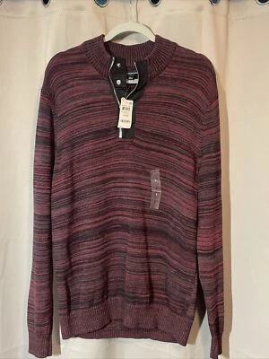 NEW International Concepts INC 1/4 Zip Snap Ribbed Sweater Large Burgandy NWT - Image 1 of 4