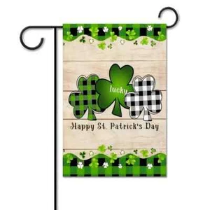 St Patrick's Day "3 Glückskleeblätter" doppelseitig 12" x 18" Gartenfahne (004) - Bild 1 von 3