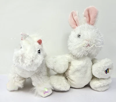 2 Webkinz -White Unicorn Little Kinz HS069 & Rabbit HM078 Plush Animal =NO Codes - Image 1 of 4
