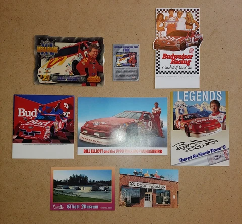Vintage NASCAR Bill Elliott postcard lot  lot #5 8 Coors melling rare Cover