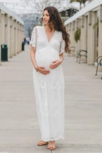 Pregnant Women Lace Maternity Long Dress Photography Prop Photo Long Gown - Picture 1 of 15