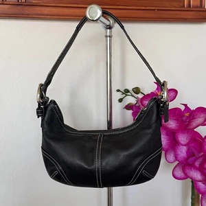 COACH Soho 9541 Black Leather Mini Hobo Shoulder Bag Vintage Y2K Shoulder Bag - Picture 1 of 14