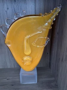 ION TAMAIAN 🤩Glass Art🤩 *HUGE* Orange Transparent Sculpture Hand Blown - Picture 1 of 9