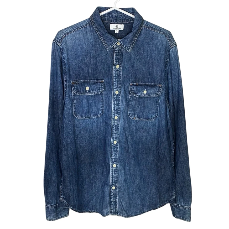 Camisa ocidental AG Adriano Goldschmied masculina M Benning utilitária denim cambraia NOVA - Imagem 1 de 4