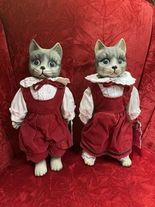 Vintage Victoria Ashlea Global Art Musical Kätzchen 12" Porzellan Junge & Mädchen Katzen-Box - Bild 1 von 7