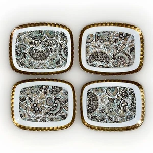 4 Pontesa Chinamoda Arabesco Paisley Ironstone Plates 7x5” Rectangular MCM Spain - Picture 1 of 16