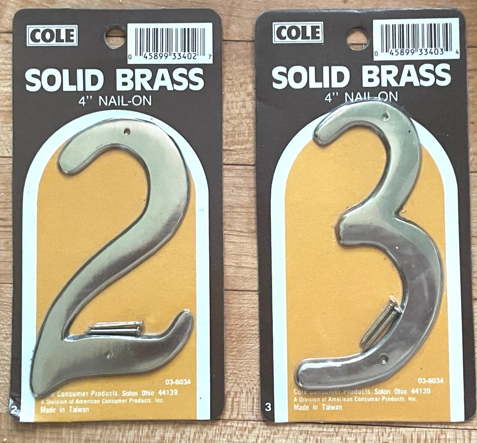 2 x 4" tradicional latón macizo casa buzón dirección número cole clavado 2 y 3 Foto 1 de 1