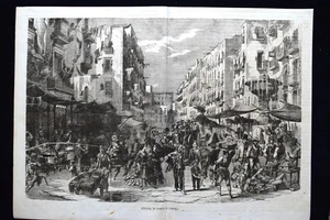 Moda e costume a Napoli - Strada di porto Incisione del 1868 - Picture 1 of 1