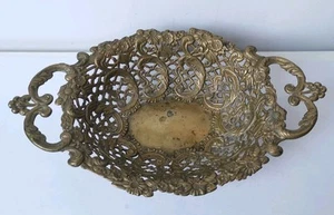 Antique Pierced Brass Fruit Bowl Feligree 13" - Picture 1 of 8
